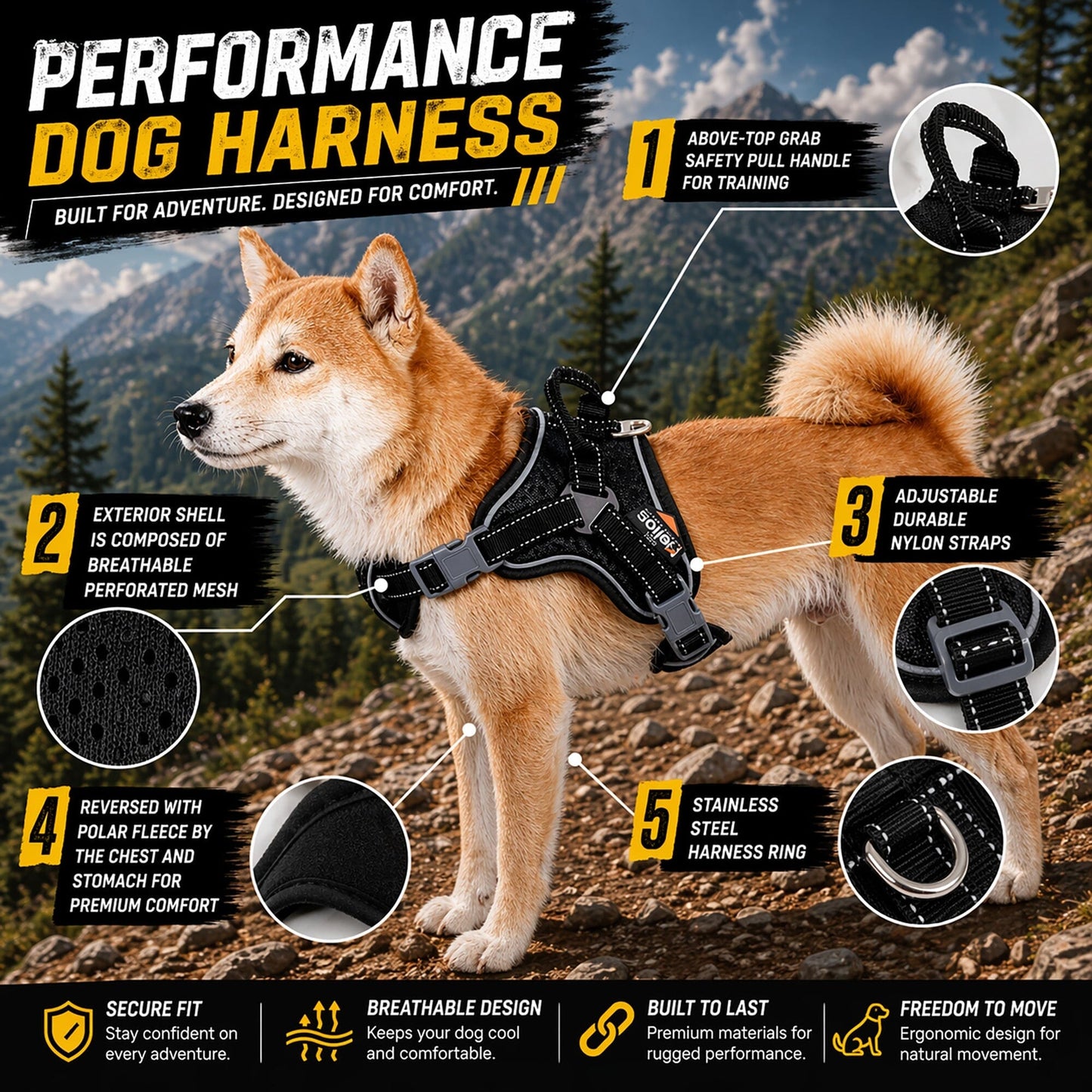 Dog Helios ® 'Scorpion' Sporty High-Performance Free-Range Dog Harness