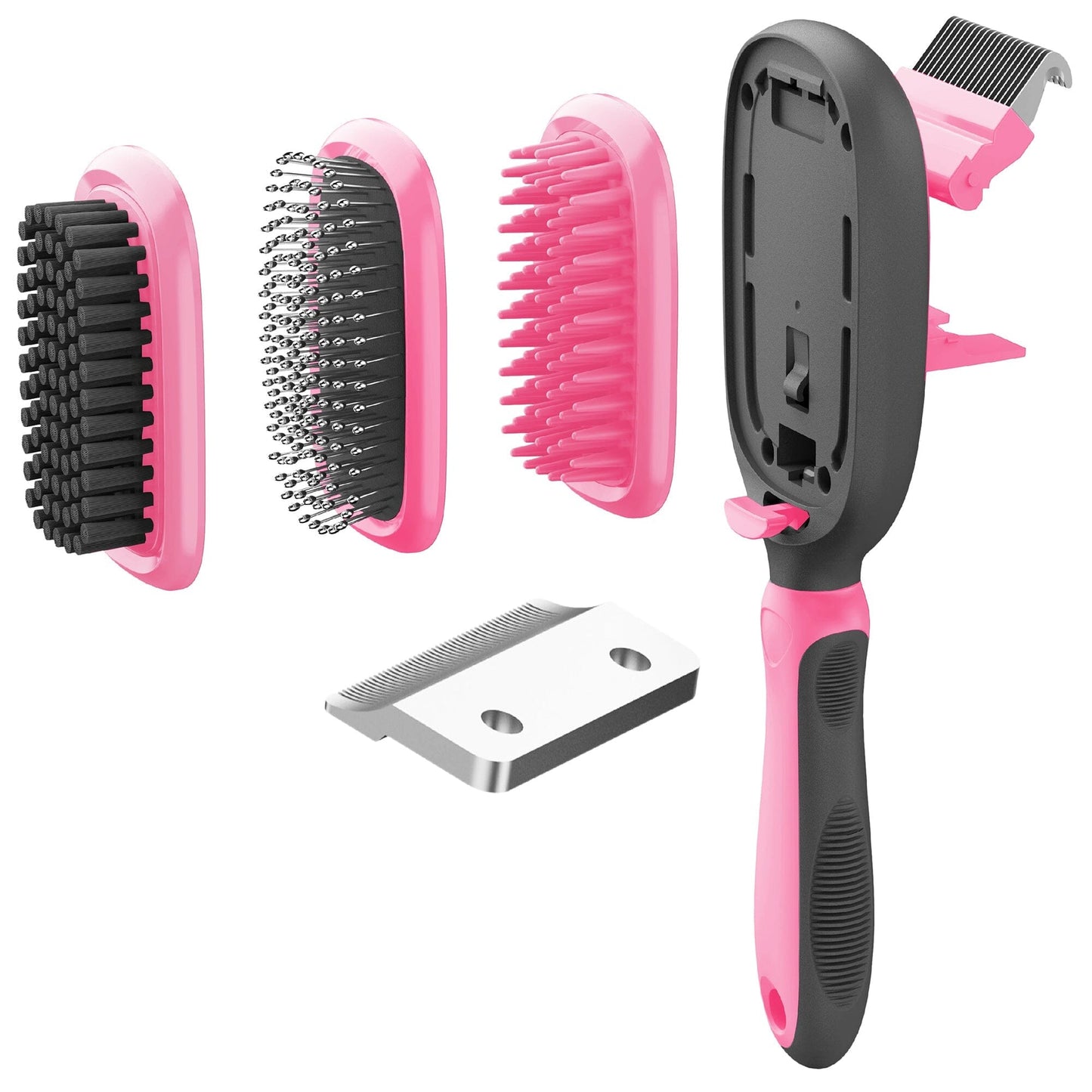 Pet Life ® 'Conversion' 5-in-1 Interchangeable Dematting and Deshedding Bristle Pin and Massage Grooming Pet Comb